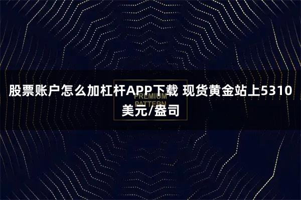 股票账户怎么加杠杆APP下载 现货黄金站上5310美元/盎司